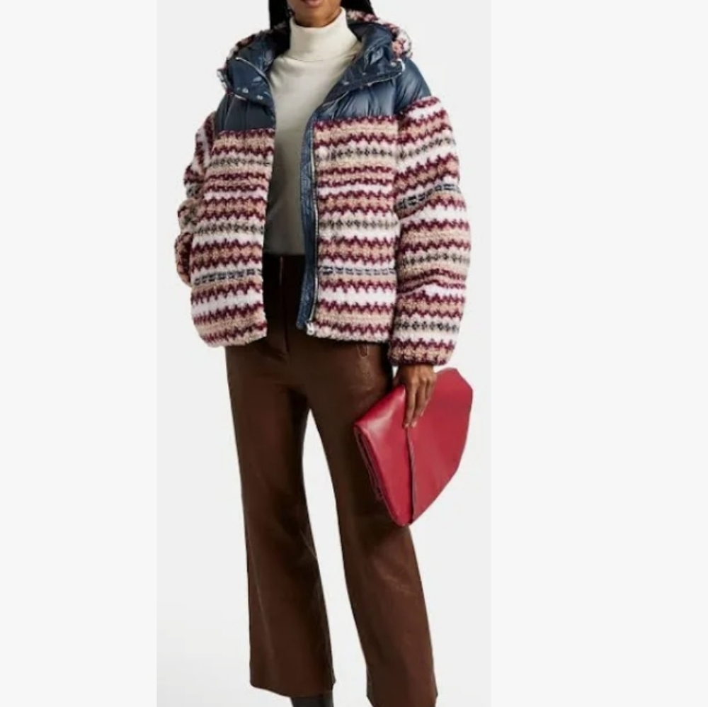 rag & bone Blue and Pink Striped Puffer Jacket
